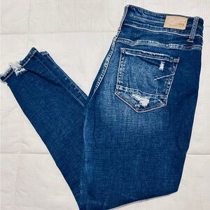 BKE Dark Blue Distressed Skinny Jeans